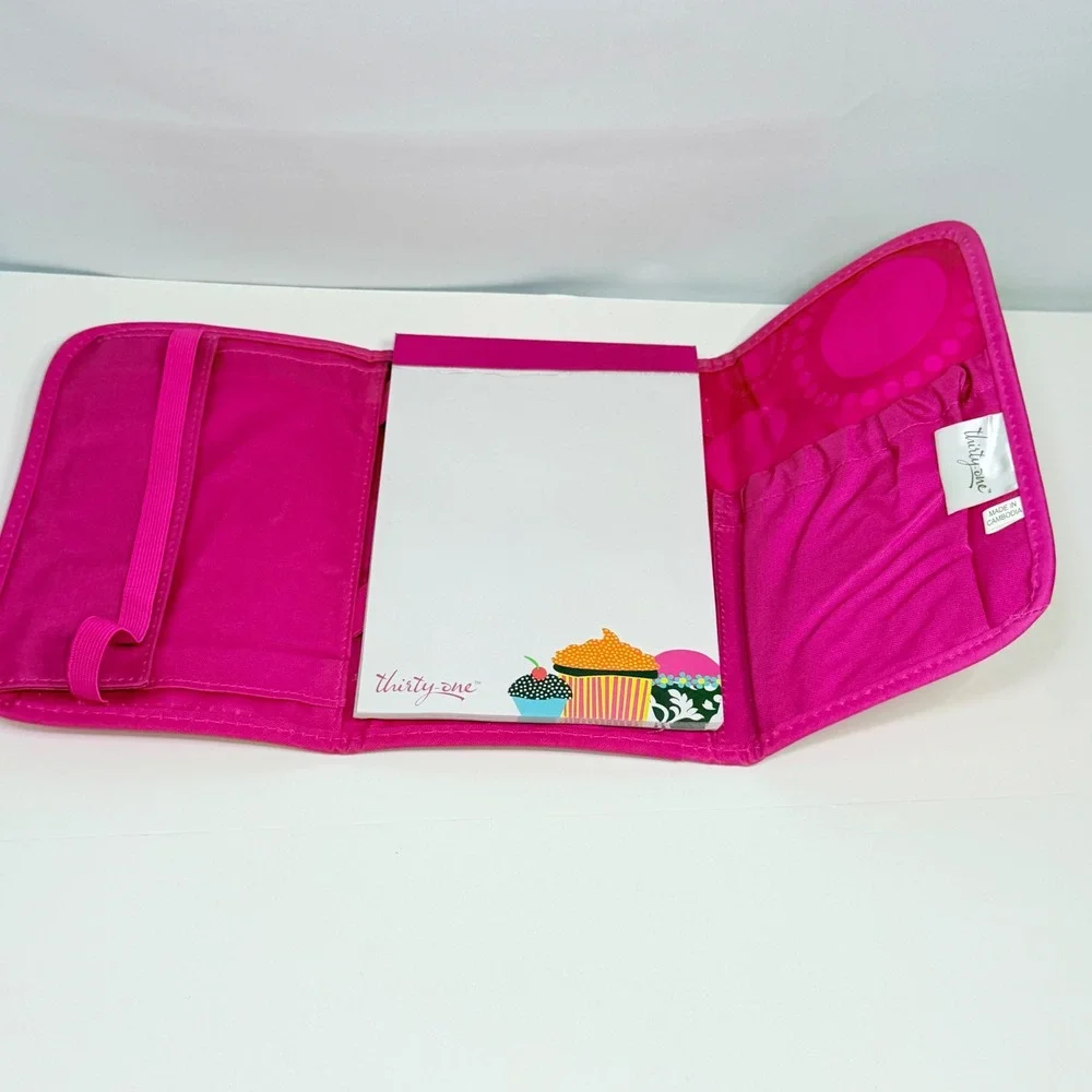 Thirty-One Pink Circle Spiral Cupcake Notepad Cover Organizer Organizer